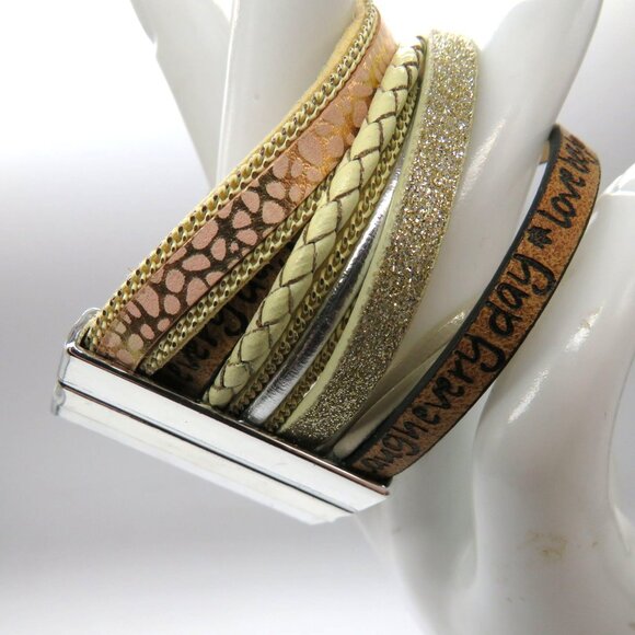 Teacher Bracelet Multi Layered Leather Wrap Beads Inspirational Quote Tree Charm - Picture 7 of 14